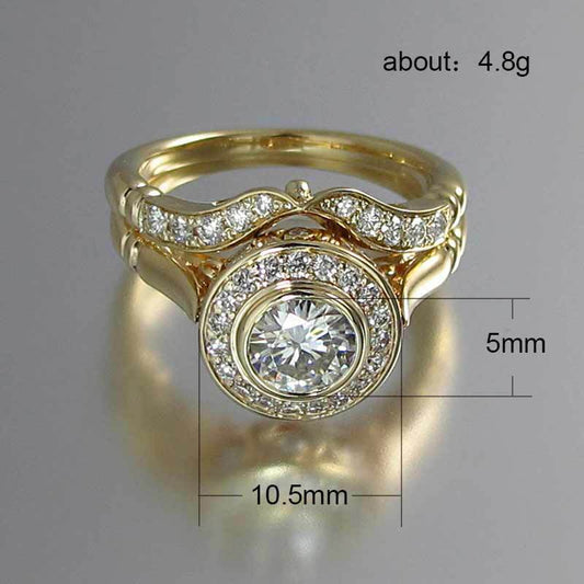 Gold Exquisite Micro-inlaid Ring Set for women