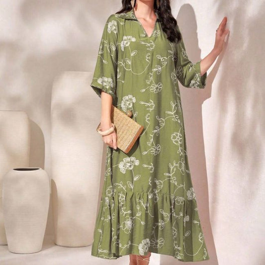 Elegant Style Printed Loose Casual Dress for Women