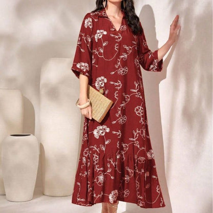 Elegant Style Printed Loose Casual Dress for Women