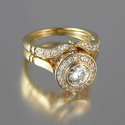 Gold Exquisite Micro-inlaid Ring Set for women