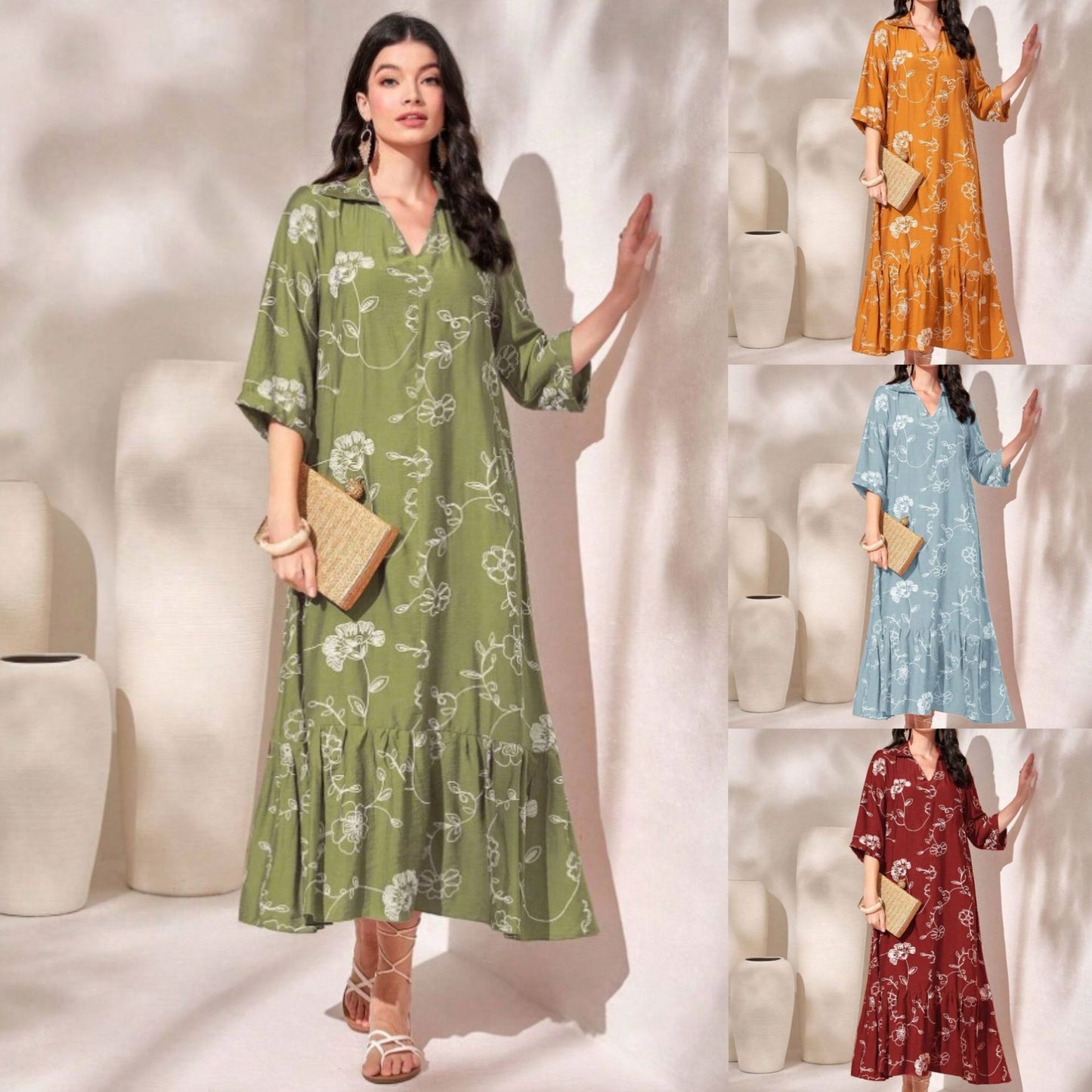 Elegant Style Printed Loose Casual Dress for Women